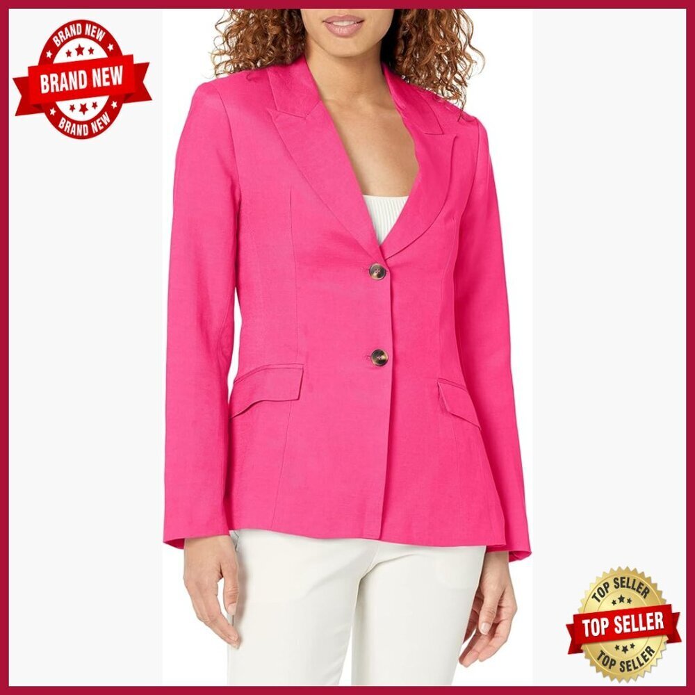 Regular Fit Linen Blend Blazer, Dry Clean Only, Short Length